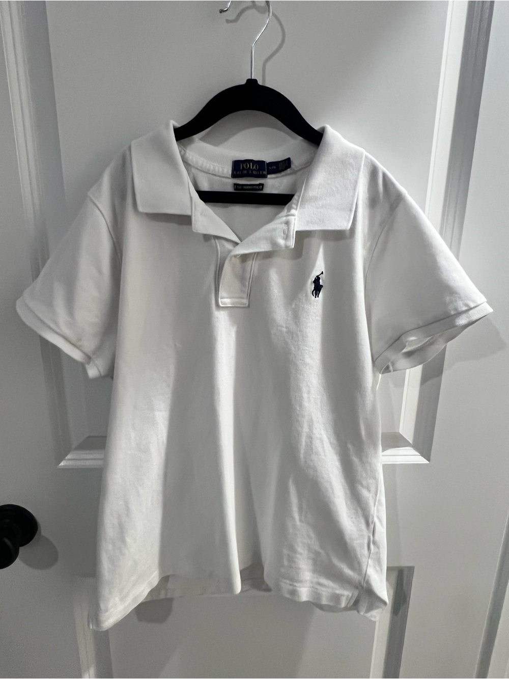 EUC- Ralph Lauren White Polo Shirt with Navy Pony